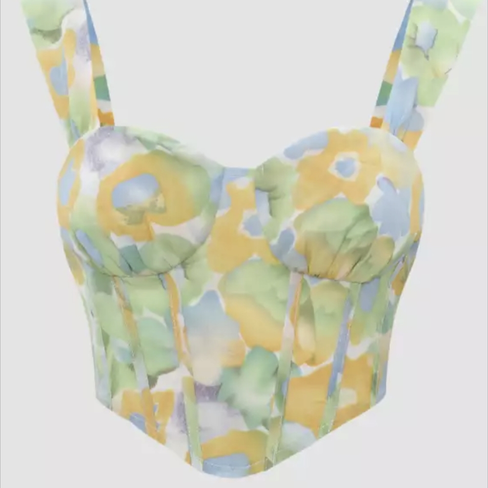 CIDER, Free add on Corset Top, Blue, Yellow & Green Size Small